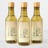 Dansende balletschoenen Sepia look Ballerina Wijn Etiket (Flessen)