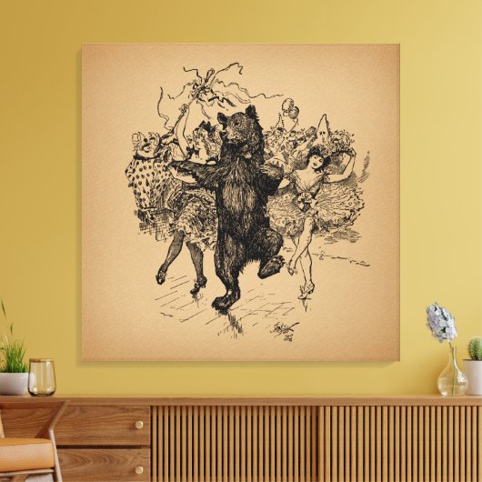 Dansende Beer  Circus Art Canvas Afdruk (Insitu (Woonkamer))