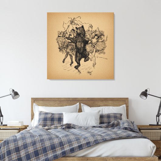 Dansende Beer  Circus Art Canvas Afdruk (Insitu (Slaapkamer))