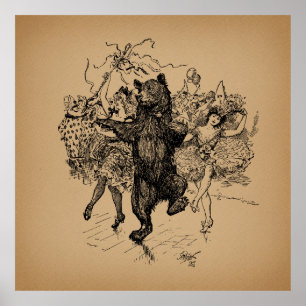 Dansende Beer  Circus Art Poster