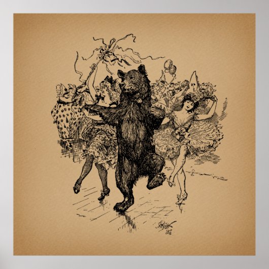 Dansende Beer Circus Art Poster (Voorkant)