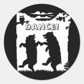 Dansende Beren Black Silhouette Ronde Sticker (Voorkant)