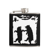 dansende Beren Black Silhouette Trees Owl Heupfles (Voorkant)