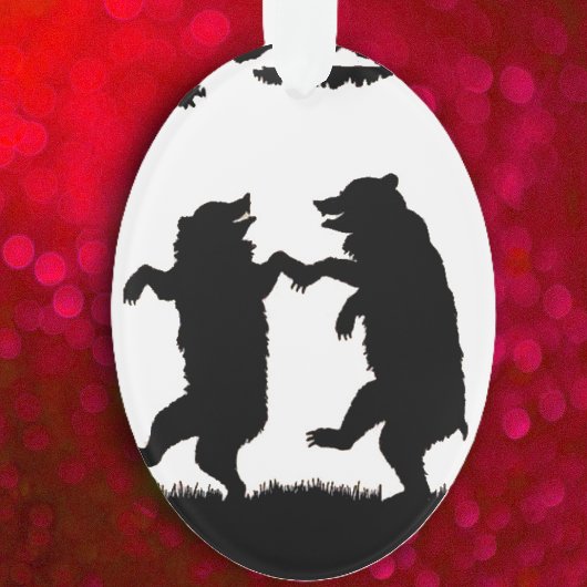 dansende Beren Black Silhouette Trees Owl Ornament
