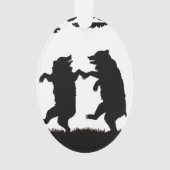 dansende Beren Black Silhouette Trees Owl Ornament (voorkant)