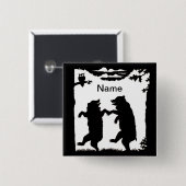 Dansende Beren Black Silhouette Vierkante Button 5,1 Cm (Voorkant /achterkant)