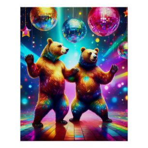 Dansende Beren op de discotheek Perfect Poster