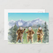 Dansende Beren Waterverf Evergreen Landschap Briefkaart (Voorkant / Achterkant)