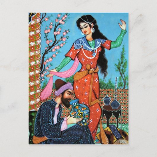 Dansende briefkaarten Nymph en Poet (Voorkant)