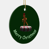 Dansende Cartoon Gingerbread Man Keramisch Ornament (Rechts)