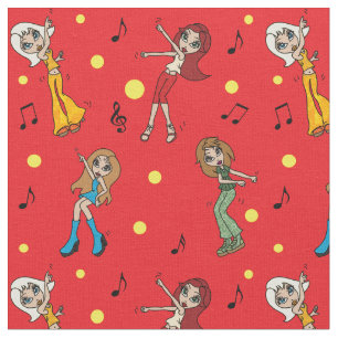 Dansende Cartoon Girls Stof