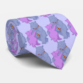 Dansende Cartoon Hippo Tango Stropdas (Opgerold)