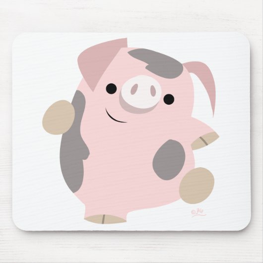 Dansende Cartoon Pig mousepad Muismat (Voorkant)
