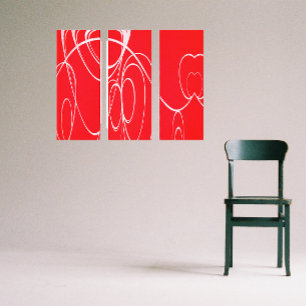 Dansende cirkels in rode en witte canvasafdruk canvas afdruk