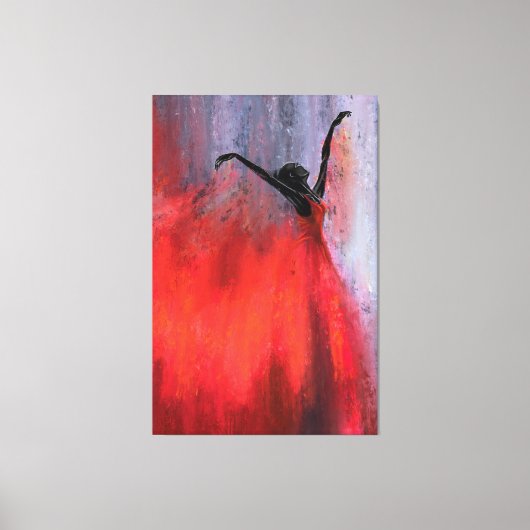 Dansende Dame in het Rood - Abstracte originele sc Canvas Afdruk (Voorkant)
