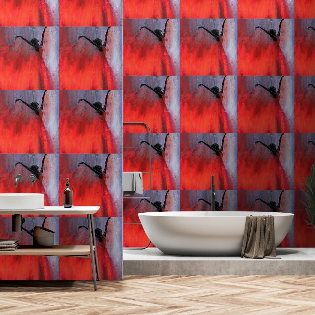 Dansende dame in het rood behang (Badkamer)