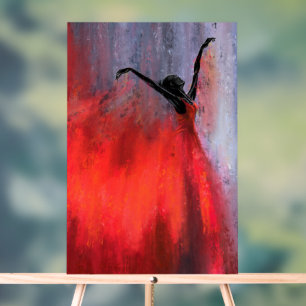 Dansende dame in rood acryl teken acryl bord