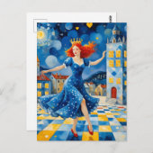 Dansende dame met rood haar briefkaart (Voorkant / Achterkant)