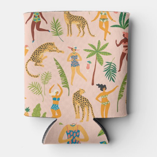 Dansende dames, luipaarden  patroon. blikjeskoeler (Voorkant)