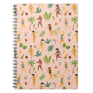Dansende dames, palmbladeren patroon. notitieboek