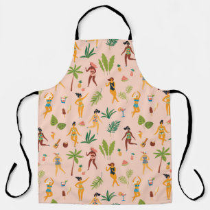 Dansende dames, palmbladeren patroon. schort
