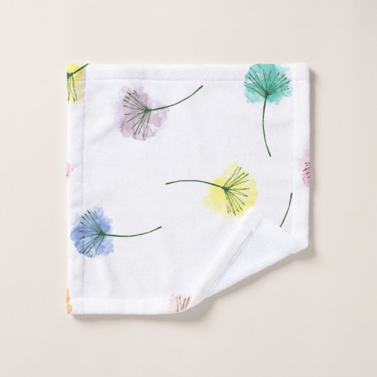 Dansende Dandelions | Waterverf Floral Pattern Bad Handdoek (Wasdoekje)