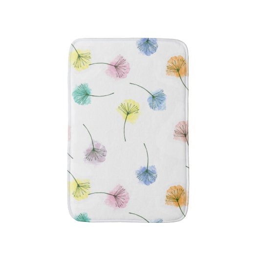 Dansende Dandelions | Waterverf Floral Pattern Badmat (Voorkant Verticaal)