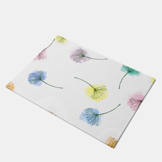 Dansende Dandelions | Waterverf Floral Pattern Deurmat (Schuin)