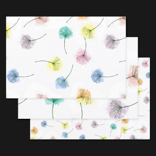 Dansende Dandelions Waterverf Floral Pattern Inpakpapier Vel