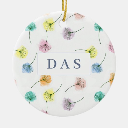 Dansende Dandelions | Waterverf Floral Pattern Keramisch Ornament (Voorkant)