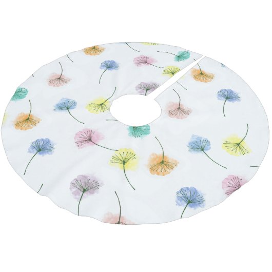 Dansende Dandelions | Waterverf Floral Pattern Kerstboom Rok (Gekanteld)