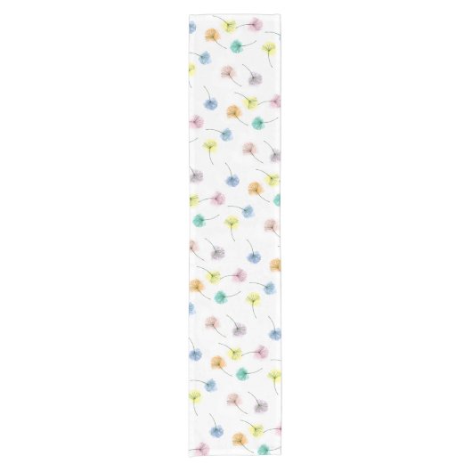 Dansende Dandelions | Waterverf Floral Pattern Korte Tafelloper (Voorkant)