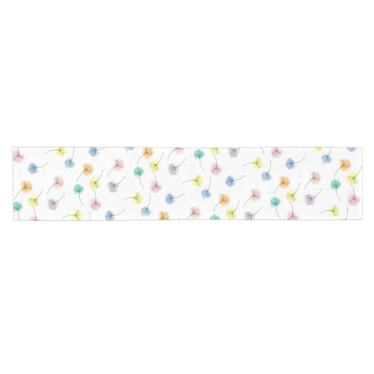 Dansende Dandelions | Waterverf Floral Pattern Korte Tafelloper (Horizontaal)