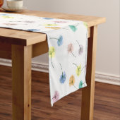 Dansende Dandelions | Waterverf Floral Pattern Korte Tafelloper (Voorbeeld)
