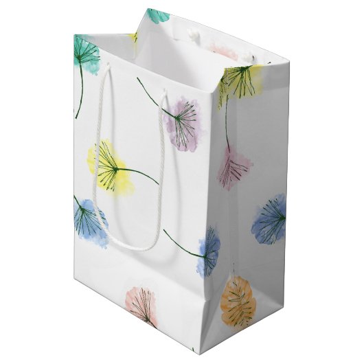 Dansende Dandelions | Waterverf Floral Pattern Medium Cadeauzakje (Voorkant Gekanteld)