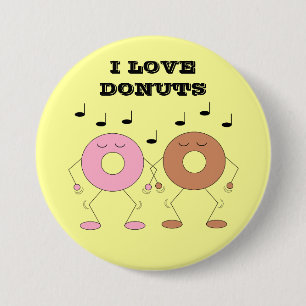 Dansende donuts geel ronde button 7,6 cm