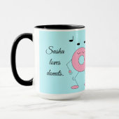 Dansende donuts lichtblauw mok (Links)