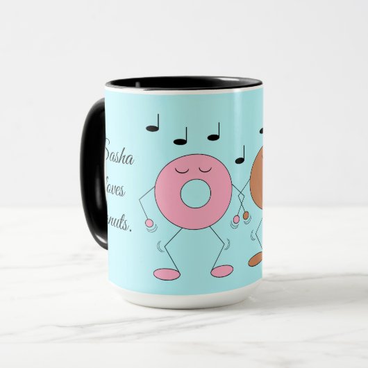 Dansende donuts lichtblauw mok (Voorkant links)