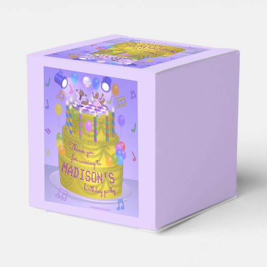 Dansende eekhoorns op taart verjaardag bedankdoosjes (Achterkant)