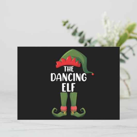 Dansende Elf Family Matching Group kerstparty Kaart (Staand voorkant)