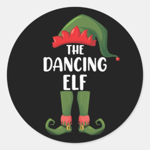 Dansende Elf Family Matching Group kerstparty Ronde Sticker