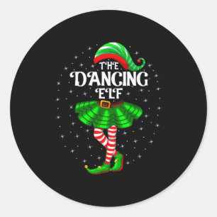 Dansende Elf Kerst Familie Matching Vrouwen Meisje Ronde Sticker