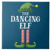 Dansende Elf Matching Family Group kerstparty Tegeltje (Voorkant)