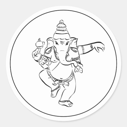 Dansende Feestelijke Ganesh | Indiase God Ronde Sticker (Voorkant)