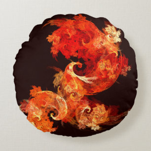 Dansende Firebird Abstract Art Round Pillow Rond Kussen