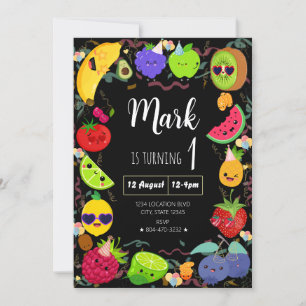 Dansende fruitverjaardag kaart