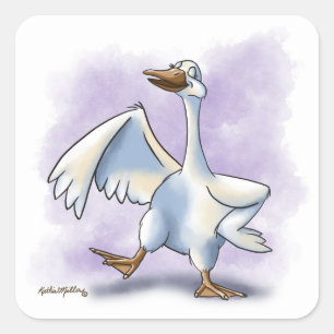 Dansende Gans Cartoon Vierkante Sticker