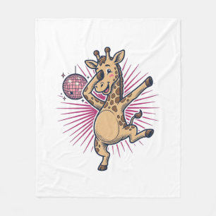 Dansende Giraffe Disco Bal Retro Gravure Shirt Fleece Deken