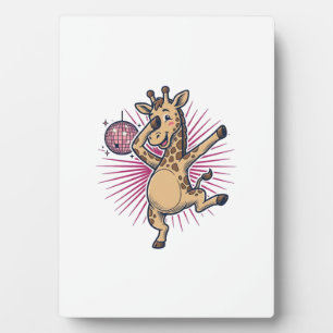 Dansende Giraffe Disco Bal Retro Gravure Shirt Fotoplaat