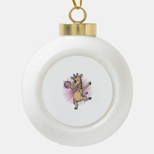 Dansende Giraffe Disco Bal Retro Gravure Shirt Keramische Bal Ornament